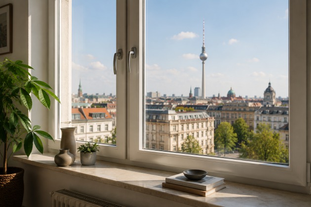 Saubere Fenster mit Blick über Berlin – Weinreich-Haus-Service
