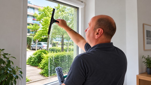 Fensterputzer bei der Fensterreinigung in Berlin